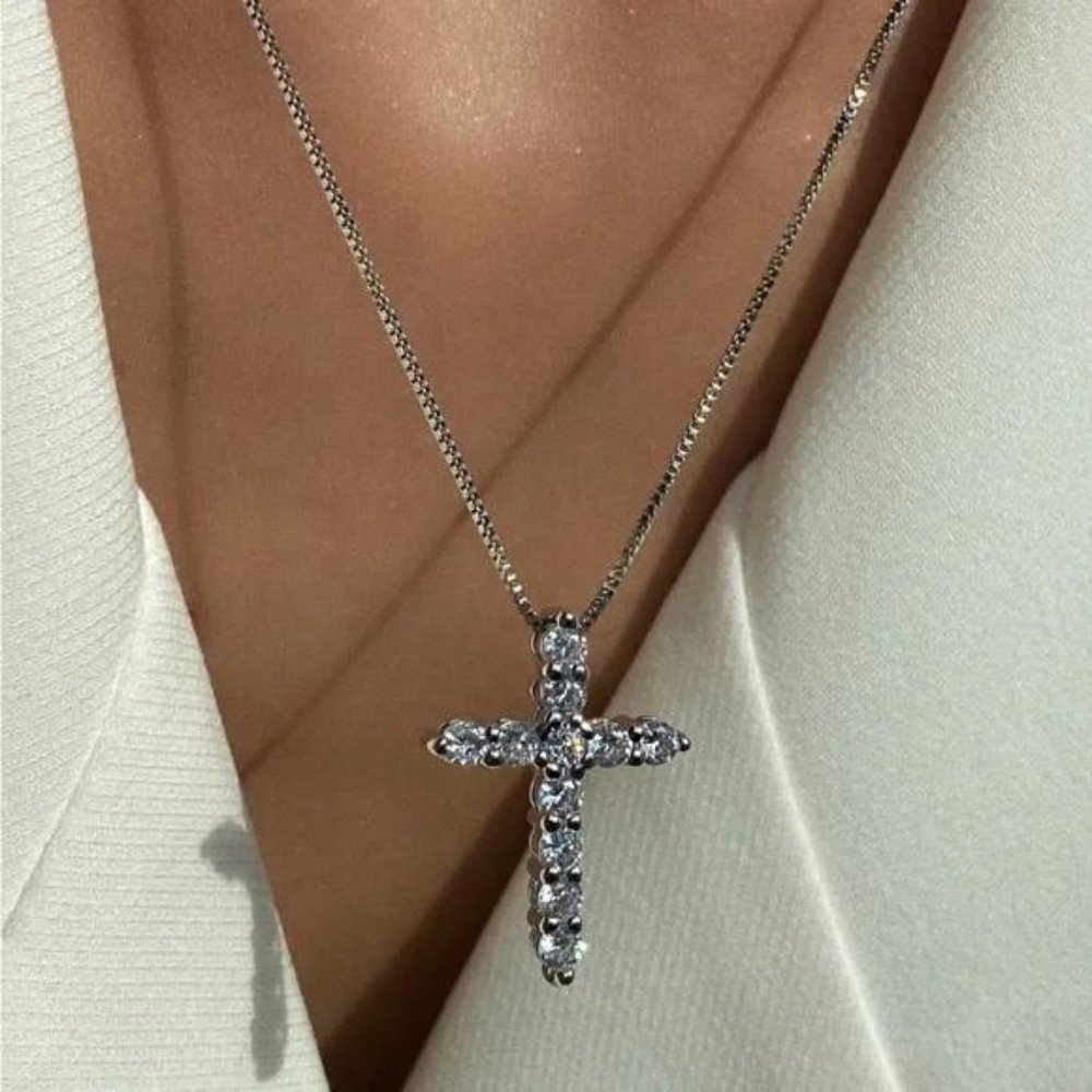 New 925 Sterling Silver Cross Pendant Necklace, NICE NECKLACE, CUTE NECKLACE